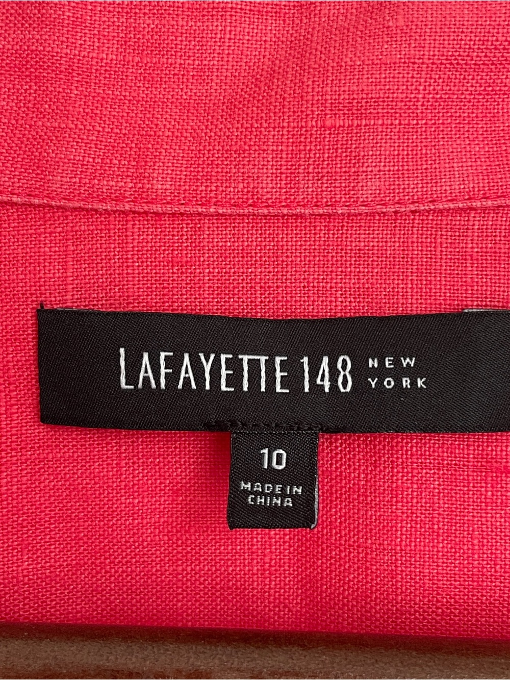 Lafayette 148 Linen Button Down Shirt Women's 10 Coral Pink 3/4 Sleeve Luxury - Picture 7 of 10